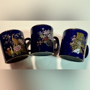 Floral Blue Ceramic Mugs
